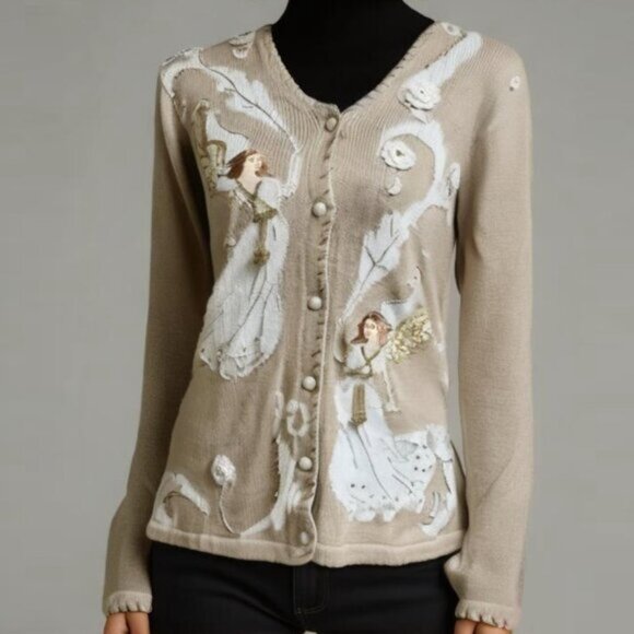 Storybook Knits Romantic Angels Cardigan Top Sweater XS b44 - Picture 4 of 6
